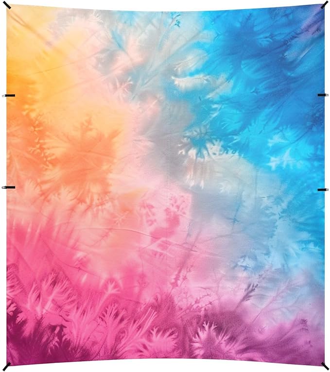 ALAZA Gradient Tie Dye Rainbow Beach Tent Sun Shelter UPF50+ Protection Beach Shade Canopy w/ 4 Sandbags for Outdoor Camping Fishing Backyard Fun Picnic 10x9 ft