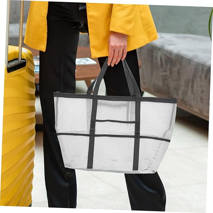 DOITOOL 2pcs Tote Handle Mesh Toy Use Bag Beach Organizer for Organizers Shower Basket Outdoor with Whitex4pcs 59x36cmx4pcs
