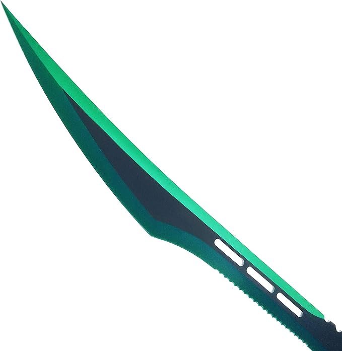 24 Inch Decorative Stainless Steel Machete with Nylon Carrier – Chinese Dao Style Fixed Blade for Camping Outdoor Activities Collections and Gifts - Green