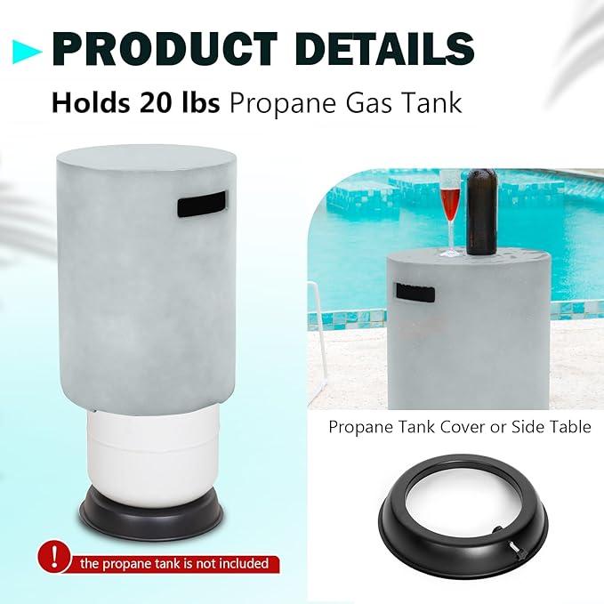 36 inch Propane Fire Pit Table 2 Pieces Round Fire Pit Table 50000 BTU Outdoor Gas Firepit with Tank CoverLidLava Rocks for Outside PatioGardenDeckBackyard and Pool