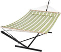 SUNCREAT Portable Double Hammock with Stand 475 lbs Capacity Heavy Duty Two Person Hammock with Stand Included Green Stripe