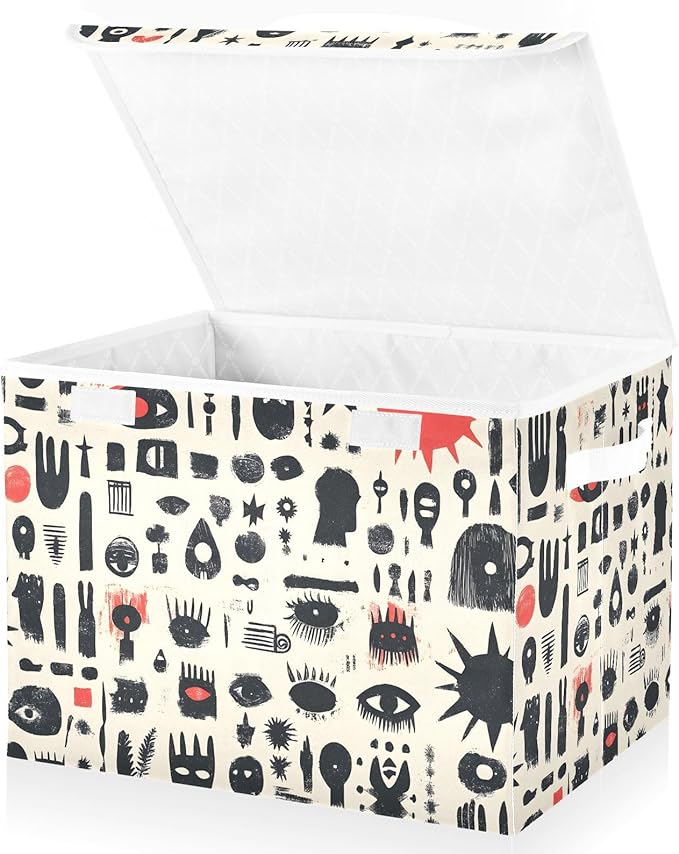 Storage Cube with Lid Funny Pattern Print 16.5×12.6×11.8 IN Collapsible Large Capacity Foldable Storage Basket Bin Organizer