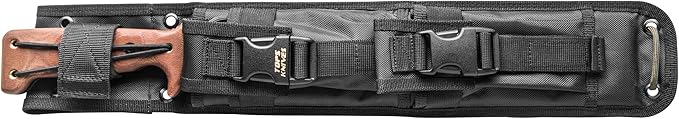 Tops Knives Power Eagle Full Tang Fixed Blade- Black Traction Coating Blade Finish- Black Ballistic Nylon Sheath