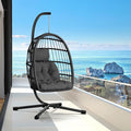 CHABATREE Egg Chair with StandPatio Rattan Wicker Hanging Swing Egg Chair Hammock Chair for Bedroom Porch GardenThickened Aluminum Alloy Steel Frame and UV Resistant Cushion350LBS Capacity
