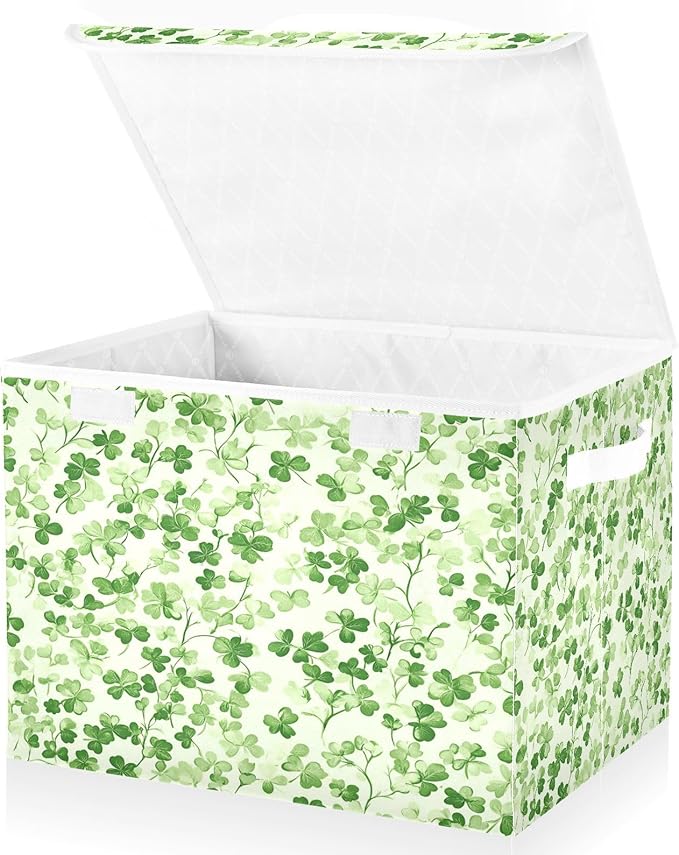 Fresh Clover Fabric Storage Bins with Lids and HandleFoldable Storage Bins with LidsCloset Organizers for Clothes Storage Room Organization Office Storage Chest Organizer