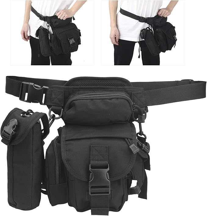Drop Leg Bag Large Capacity Thigh Bag Convertible Shoulder Backpack for Cycling Outdoor Camping Durable Nylon Tactical Pouch with Multiple Compartments
