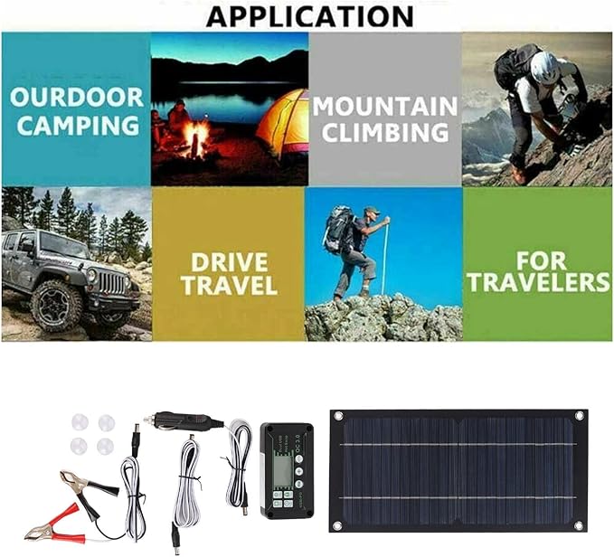 Ejoyous Solar Panel Kit 600W Solar Panel Charger Monocrystalline Silicon 100A Controller Solar Panel Kit with Extension Cable Battery Clip for RV Outdoor Camping