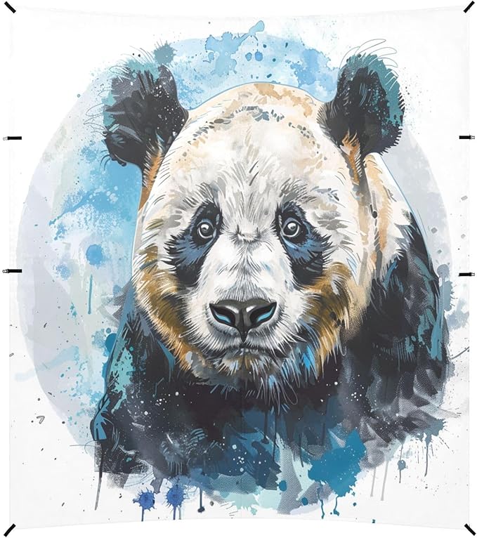 ALAZA Panda Portrait Watercolor Beach Tent Sun Shelter UPF50+ Protection Beach Shade Canopy w/ 4 Sandbags for Outdoor Camping Fishing Backyard Fun Picnic 10x9 ft