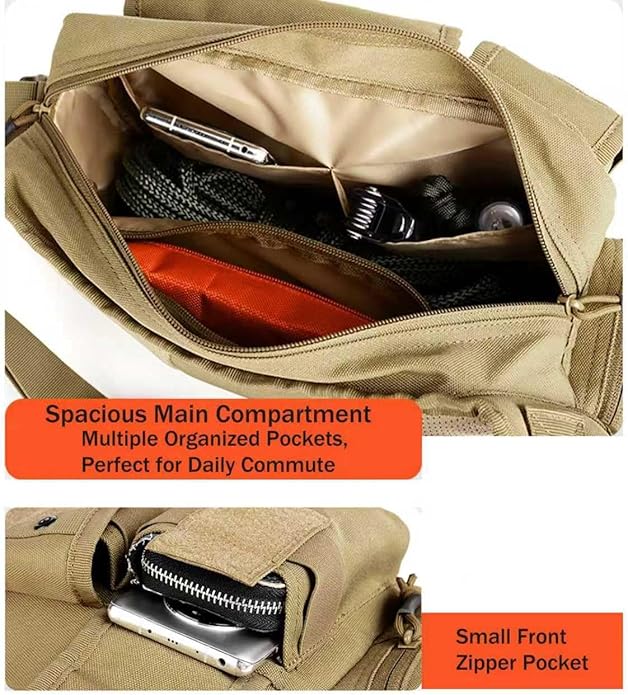 Tactical Messenger Bag - Military Molle Briefcase Crossbody Shoulder Bags Sling Pack for Cycling Hunting Camping