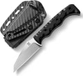 EDC Fixed Blade Knife 14C28N Steel Blade G10 Handle 3 Blade 7.3 Overall Carbon Fiber Sheath Outdoor Hunting Knife (Black)