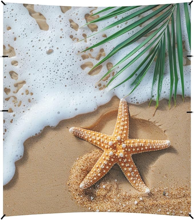 ALAZA Starfish Summer Beach Palm Sand Beach Tent Sun Shelter Portable Canopy Sunshade for Outdoor Camping Picnics Backyard Fun 10x9 ft