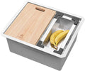STARSTAR Workstation Ledge Undermount Single Bowl 304 Stainless Steel Kitchen Sink With Grid Colander Cutting Board (23 x 19)