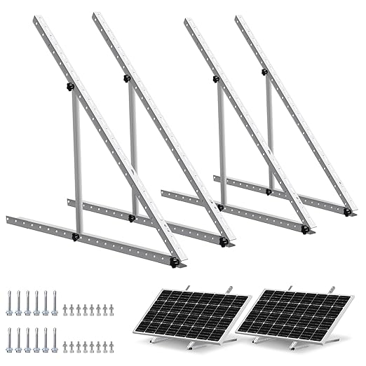 ECO-WORTHY 2 Sets 45inch Solar Panel Mount Brackets Adjustable Tilt Mount Brackets Suitable for 2-4pcs 100 200 300 400 Watt Solar Panel for Roof RV Boat and Off-Grid