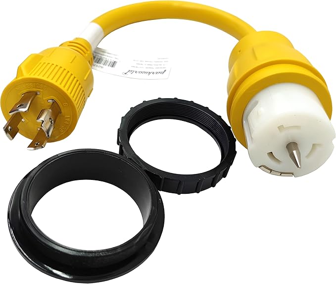 Parkworld 62176 Shore Power Adapter Generator 30A L14-30P Male to Transfer Switch 50A SS2-50R/CS6364 Female with Locking Ring (1.5FT)