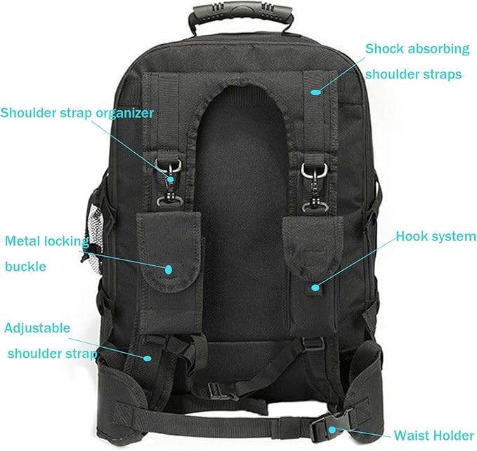 Large tactical military backpack Army Daypack Assault Pack for Men Molle Backpacks Bug Out Bag 3 Day Pack for Hiking Camping Travel Hunting Rucksack Trekking (Khaki)