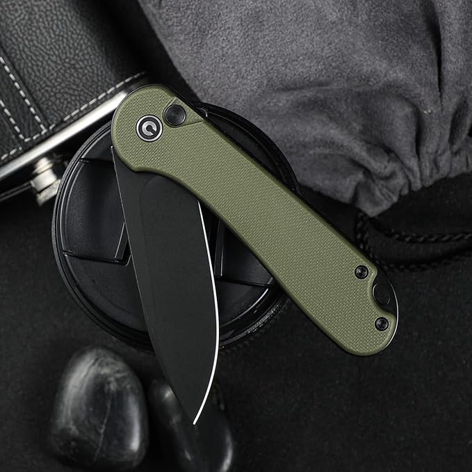 CIVIVI Elementum II Pocket Folding Knife 2.96 Nitro-V Steel Blade G10 Handle Utility Knife with Deep Carry Pocket Clip for Camping Hiking Hunting C18062P-3