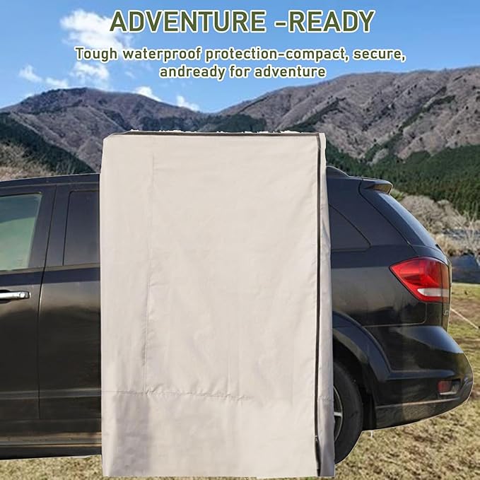 Vehicle Side Shower Tent with Roof Portable Privacy Shower Bathroom with LED Light Outdoor Camping Awning Shower Room (100x100x200cm)