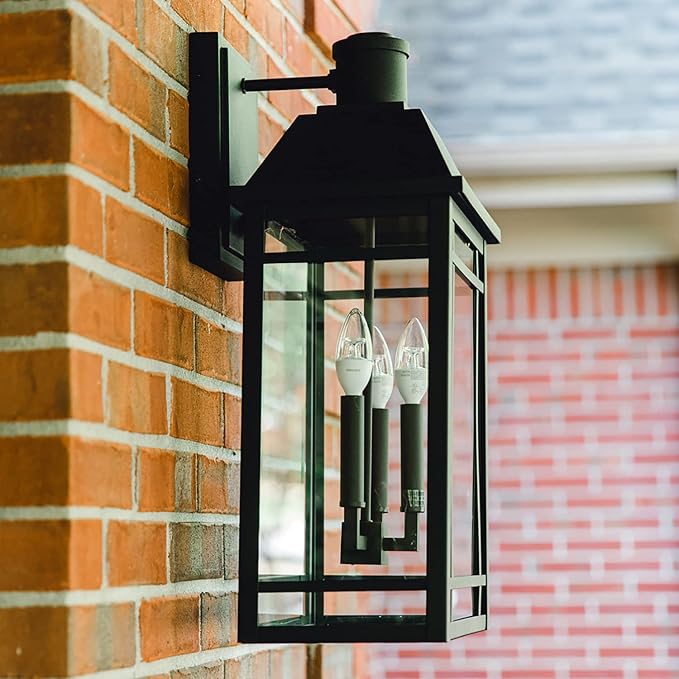 Capital Lighting 927131BK Braden Clear Glass Outdoor Wall Sconce 3-Light 180 Total Watts 23 H x 13 W Black