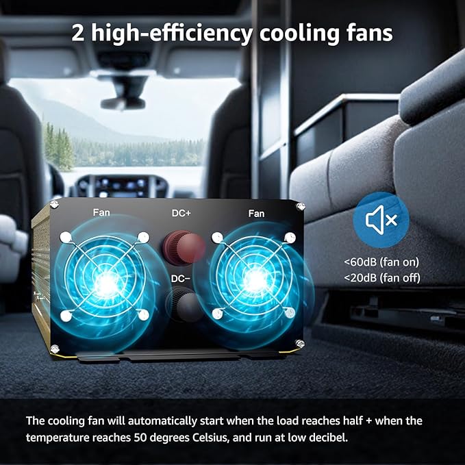 XWJNE 2000 Watt Pure Sine Wave Inverter 12V DC to 120V AC 4000W Peak Power Converter with LED Display and Remote Controller for Home RV Truck Off-Grid Solar