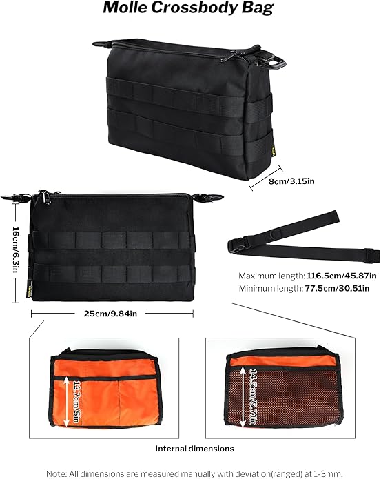 VIPERADE CHW3 Tactical Molle Bag with 3 Detachable Pouch EDC Pouch Organizer for Men 4 in 1 Sling Shoulder Crossbody Bag