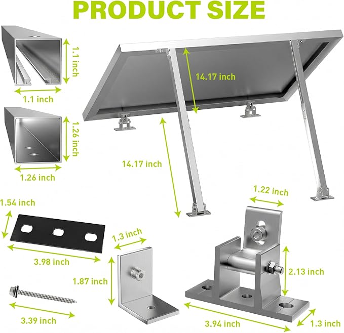 Newpowa Adjustable Solar Panel Tilt Mount Brackets 15-30 Degree Tilt Fits Most Standard Panels for RV Roof Off-Grid Universal 2-Pack (14 to 28 inches)