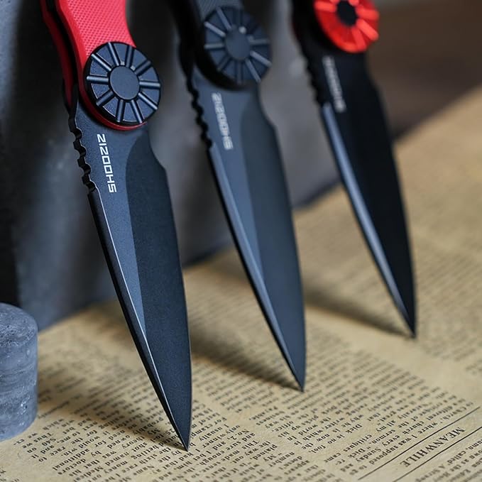 EDC Knives - Folding Pocket Knife For 3.15 DC53 Steel PVD Blade Aluminum Bolster + Red G10 with Clip for Man Camping KILA-RGB.