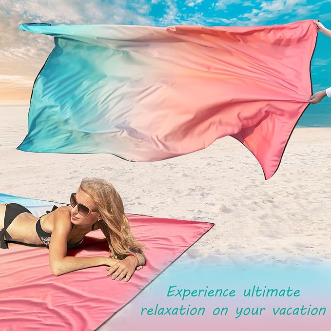 Beach Blanket Waterproof Sandproof Beach Mat 79 X 83/10'x9'for 2-8 Adults Quick Drying Outdoor Picnic Mat Beach Accessories for Travel Camping Hiking