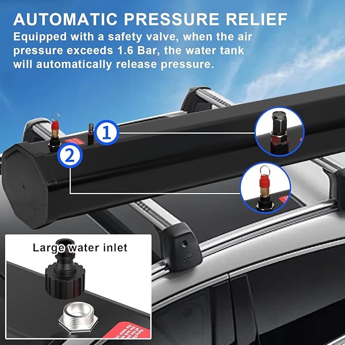 Portable Solar Heated Camping Shower with Pressurized Tank and Hose Showerhead for Outdoor Adventures Car Washing and Pet Care