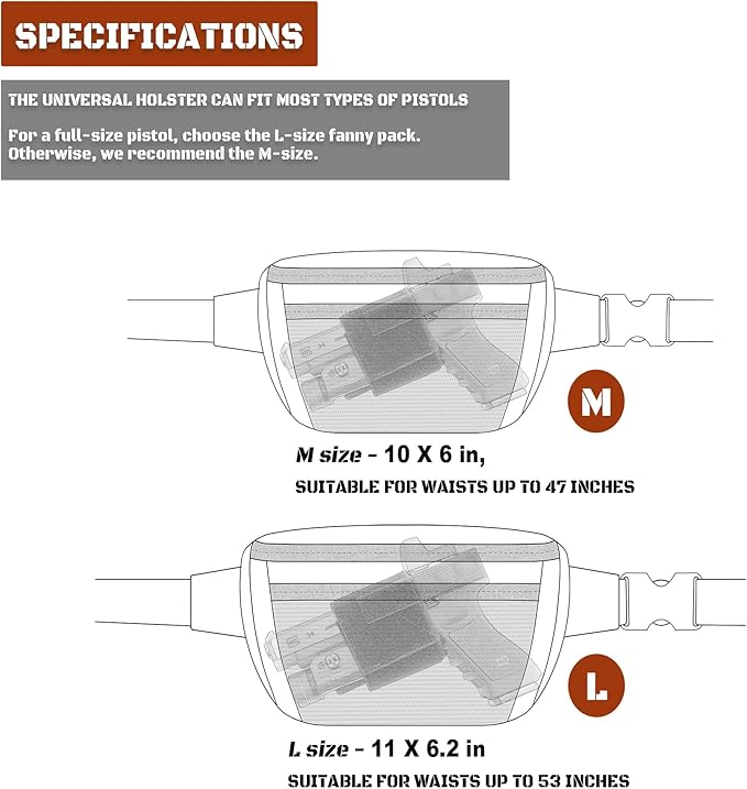 SHANGRI-LA Tactical Fanny Pack for Men and Women Low-Profile Waist Bag Holster Included Multi-Use for Hiking Travel EDC