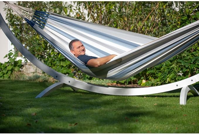 LA SIESTA Brisa Classic Hammock Handmade Weather-Resistant Tear-Resistant Hammock for Indoor &amp Outdoor Relaxation Size-Double - Sea Salt