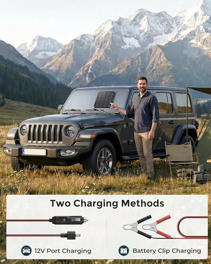 10W Solar Battery Charger Maintainer 12V Waterproof Smart Solar Trickle Charger with Indicator Lights No Overcharge &amp Reverse Protection for Car Truck Boat RV Motorcycle Battery Storage