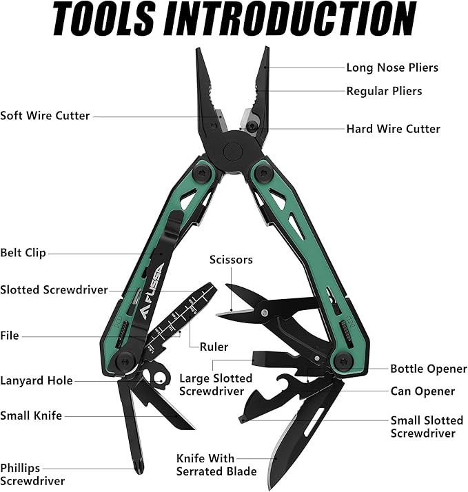 FLISSA 16-in-1 Multi Tool Pliers and FLISSA Mini Folding Pocket Knife