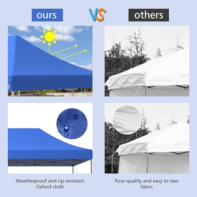 Tangkula 10x20 Ft Pop Up Canopy Tent Easy Set-up Outdoor Commercial Instant Tent with Roller Bag 3 Adjustable Heights Portable Folding Canopy with 200 Square Feet of Shade (Blue)