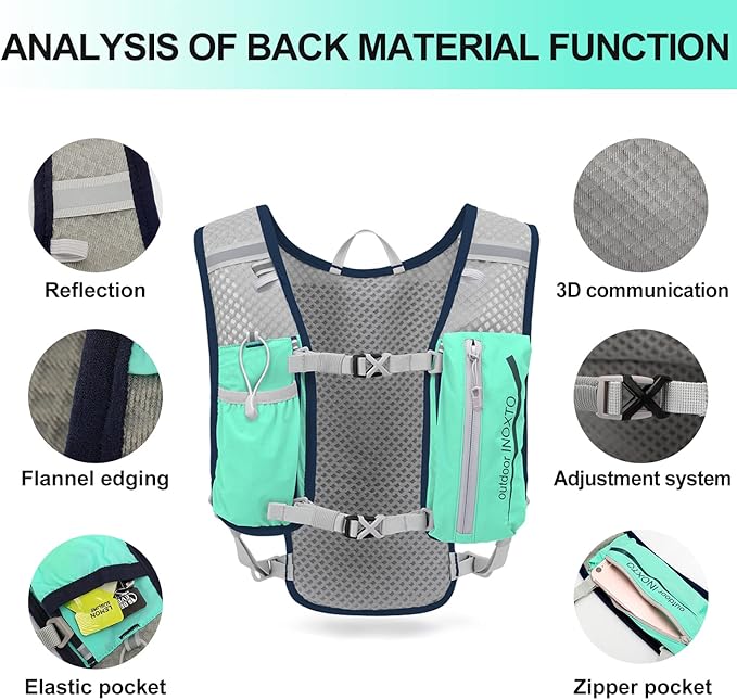 INOXTO Running Hydration Vest BackpackLightweight Insulated Pack with 1.5L Water Bladder Bag Daypack for Hiking Trail Running Cycling Race Marathon for Women Men