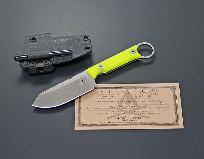 White River FIRECRAFT FC3.5 Fixed Blade Knife HI-VIS S35VN Steel