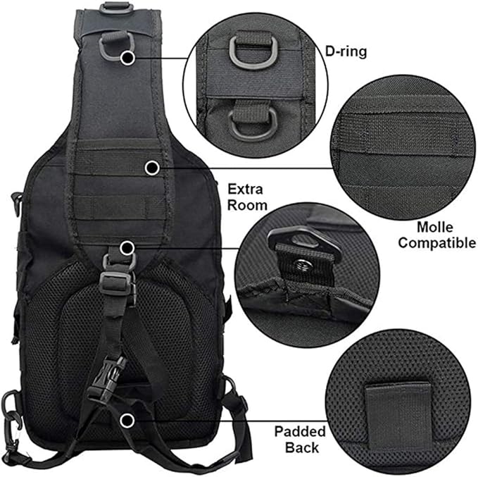 hopopower Tactical Sling Bag Sport Bag Military Rover Shoulder Backpack EDC Assault Range Bag Chest Pack Handbag Waterproof