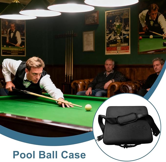 Pool Ball Case Travel Storage Organizer Box with Shoulder Strap Pool Ball Holder Storage Bag with Handle for Club Tournaments