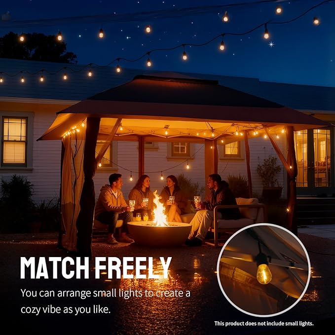 CROWN SHADES 13x13 Pop Up Gazebo Canopy Tent Gazebos on Clearance - Outdoor Gazebo for Backyard &amp Patio Furniture - Carpa Pop Up Tent with Wheeled STO-N-Go Cover Bag (Red &amp Grey)