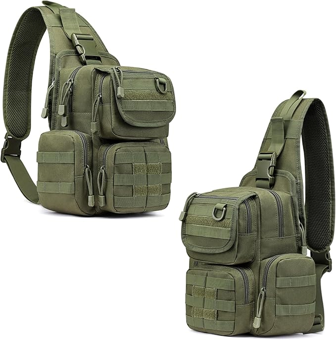 G4Free Tactical EDC Sling Bag Pack with Pistol Holster Sling Shoulder Assault Range Backpack Handgun Bag for Concealed Carry(Army Green)