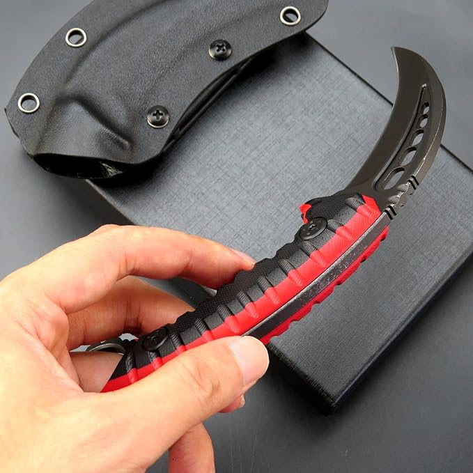 C1112 Fixed knifeFixed Blade KnifeD2 Steel Blade +G10 Handle Outdoor Camping KnivesEDC Tool Knifes with Kydex Sheaths(Red)