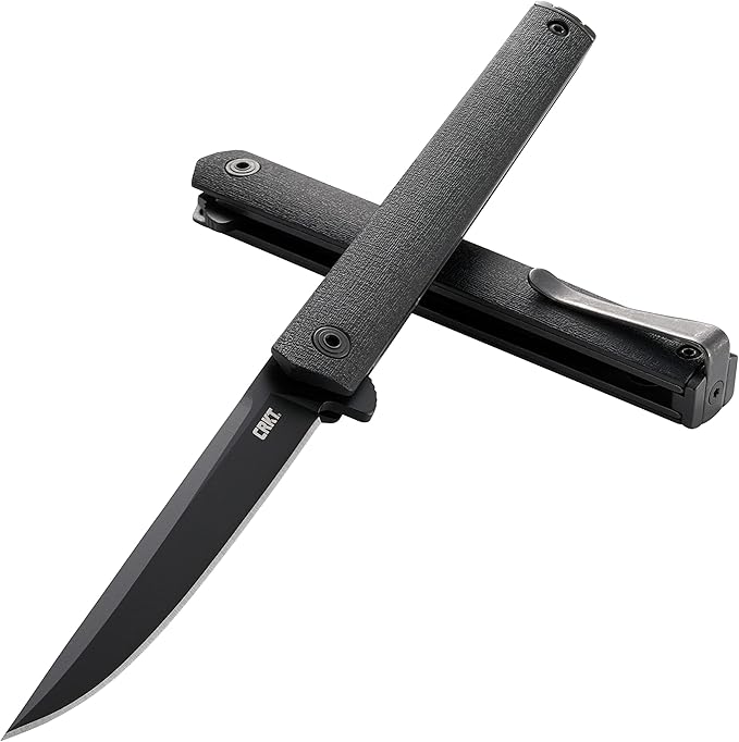 CRKT CEO Everyday Carry EDC Pocket Folding Knife with Liner Lock: AUS 8 Plain Edge Blade Glass-Reinforced Nylon Handle Reversible Pocket Clip 7097K