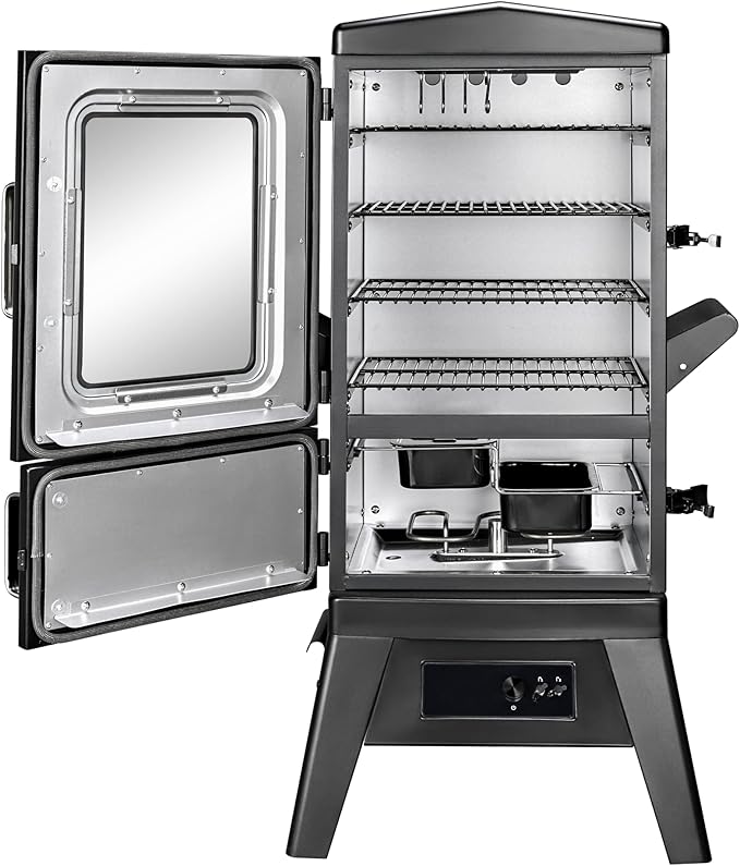 Digital Electric Smoker with Cover LED Display Build in Meat Probe Large Capacity BBQ Smokers 4 Racks Smoke More with 633 sq in Cooking Area