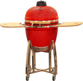 21 Kamado Grill COALS by Comfortbil Charcoal Ceramic Grill Smoker with Cart Side Shelves and 412 Cooking Square Inches in Red
