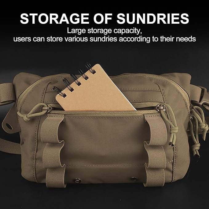 Zhongren Tactical Drop Waist Pouch Adjustable Waist Belt Bag Molle Tool Pouch with Hook and Loop for Tactical Vest Chest Rig (Tan)