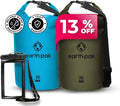 Earth Pak Waterproof Dry Bag - Roll Top Waterproof Backpack Sack (Light Blue 20L &amp Forest Green 20L)