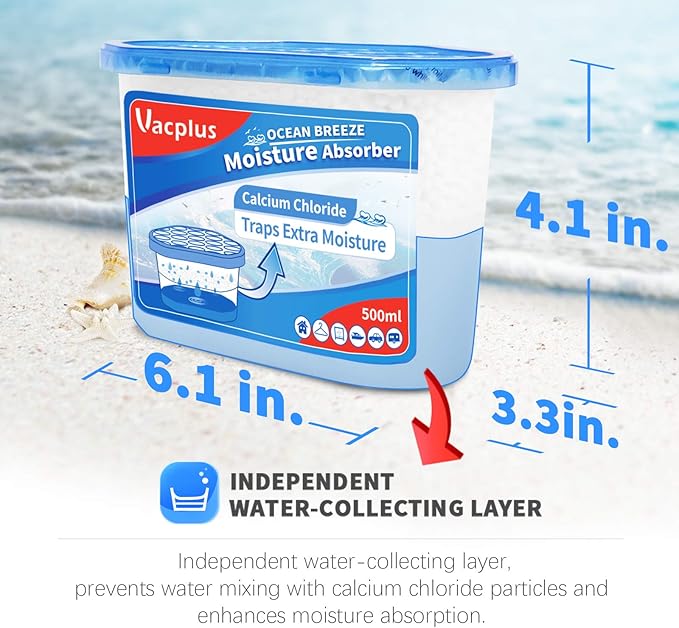 Vacplus Moisture Absorbers 10.5 Oz Humidity Absorber Boxes Attracts Extra Moisture from Your Bathroom Closet Kitchen &amp Study Dehumidifier Odor Eliminator for Closet (Ocean Scent) 12 Packs