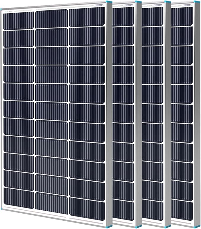 Renogy 4PCS N-Type 100 Watt Solar Panels 16BB 12V 400W Solar Panel 25% High-Efficiency PV Module Power Charger for RV Marine Rooftop Farm Battery and Other Off-Grid Applications 4-Pack 100W