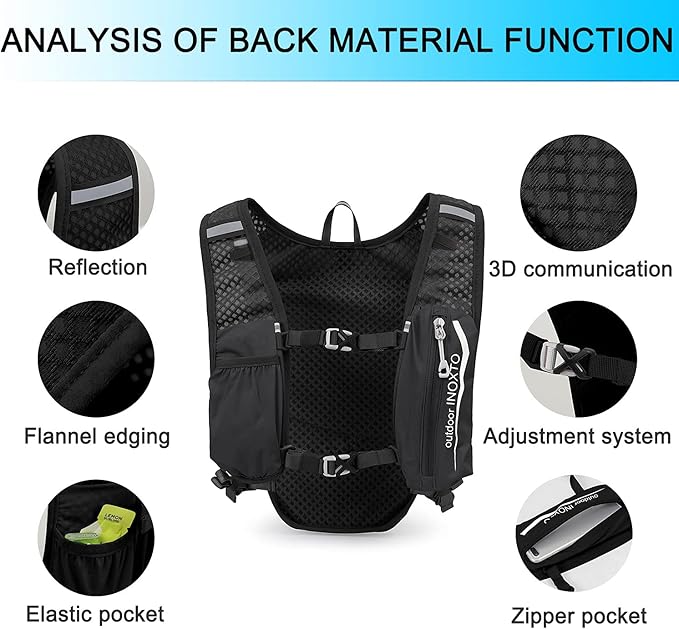 INOXTO Running Hydration Vest BackpackLightweight Insulated Pack with 1.5L Water Bladder Bag Daypack for Hiking Trail Running Cycling Race Marathon for Women Men