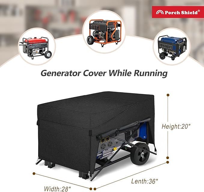 Porch Shield Generator Covers Running - Heavy Duty Waterproof Generator Rain Tent Shelter for 3500-12000 Watt Black