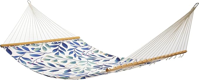 Fab Habitat Botanical Floral Recycled Polyester Hammock - Rainforest - White Multi - Indoor/Outdoor Quick Dry 2 Person 460 lbs Capacity - Patio Poolside Backyard - 12-14 ft Adjustable